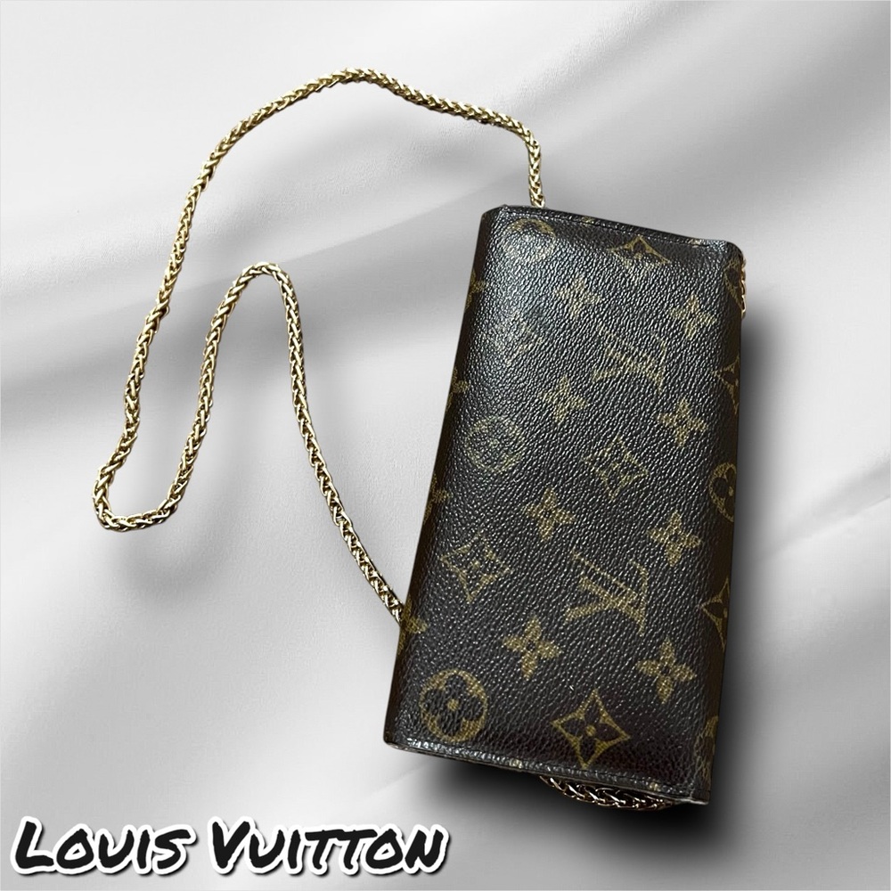 Louis Vuitton Brown and Gold Wallet with off brand Chain - Picture 5 of 17